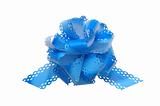 Blue bow isolated on the white background