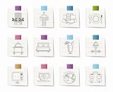 Hotel, motel and holidays icons
