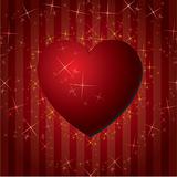 red hearts Valentines Day Background with stars