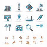 Road, navigation and travel icons