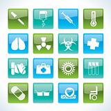 collection of medical themed icons and warning-signs