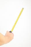 hand measuring by tape measure