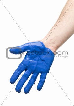 Hand with blue paint