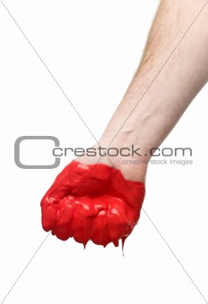 Red painted fist