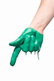 Green painted hand