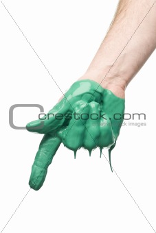 Green painted hand