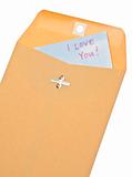 Brown Envelope with I Love You Letter Inside