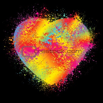 Watercolor Heart Isolated on Black. EPS 8