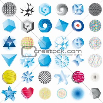 Various abstract icons isolated on a white background