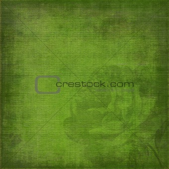 green, grunge background with rose silhouette