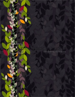 Dark background with stylized leaves