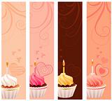 Banners with sweet small cakes