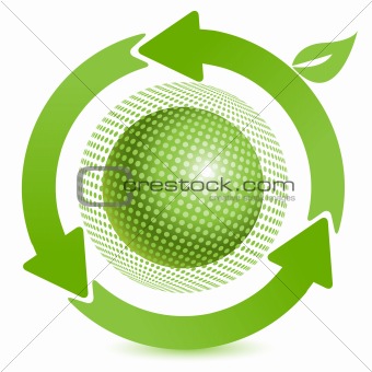 Globe and green arrows