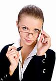 beatiful businesswomen with glasses isolated