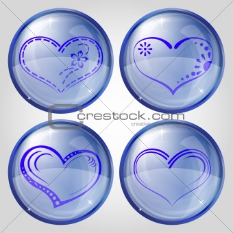 Buttons, valentine heart, set