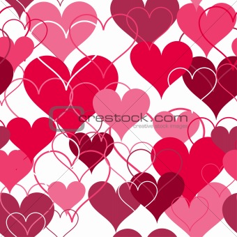 Hearts pink seamless Background. Vector