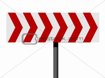 Red and white direction sign