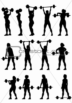 Women and barbell