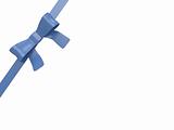 Blue gift ribbon isolated on white with clipping path