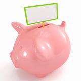 Cute piggy bank with blank sign
