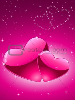 valentine card with 2 hearts