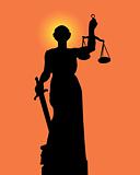 Silhouette of a statue of justice