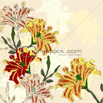 vector background with bright flowers