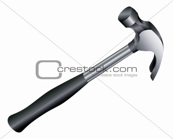 Metal metalwork hammer with the rubber handle