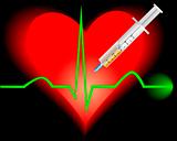 Heart with the cardiogram and a syringe