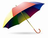 The opened multi-colored umbrella