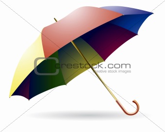 The opened multi-colored umbrella