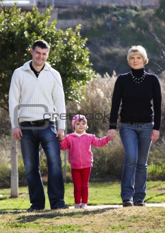 Family walk in the park
