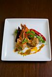 grilled prawn with spicy red curry sauce