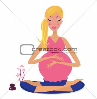 Pregnant woman doing yoga lotus position