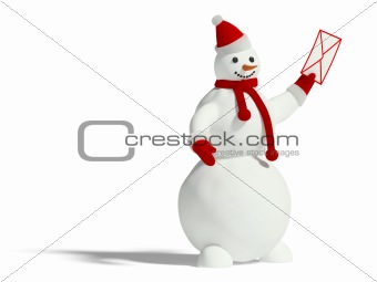 Snowman with envelope
