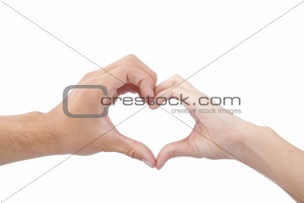 Love and heart concept. hands of man and woman forming a heart