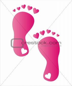 foot steps with hearts