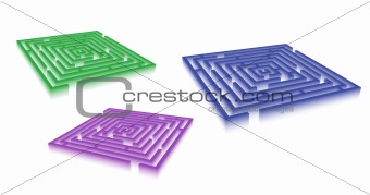 rectangle blue green violet maze set