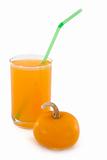Pumpkin juice in a glass, isolated, white background