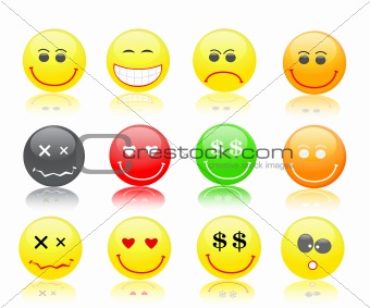 colorful smiles icon set