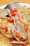 Plate of clam pasta