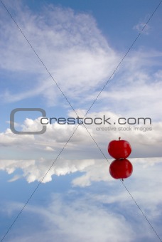 red apple in the sky
