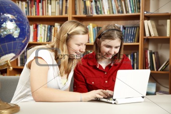 Pretty Teens on Computer
