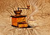 coffee mill and beans in grunge style