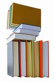 colored books on white background