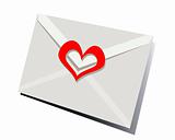 Post envelope sealed by a heart