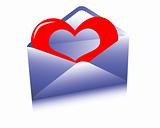 Post envelope with a heart