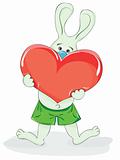 cartoon rabbit with a heart in his paws