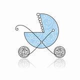 Baby buggy blue for your design
