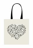 Floral heart shape, design of shopping bag
